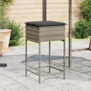 vidaXL Sgabelli da Bar con Cuscini 2 pz Grigi in Polyrattan