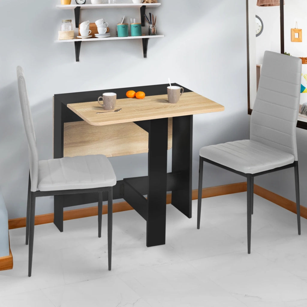 IDMarket - Tavolo consolle pieghevole EDI 2-4 persone in legno nero piano in faggio