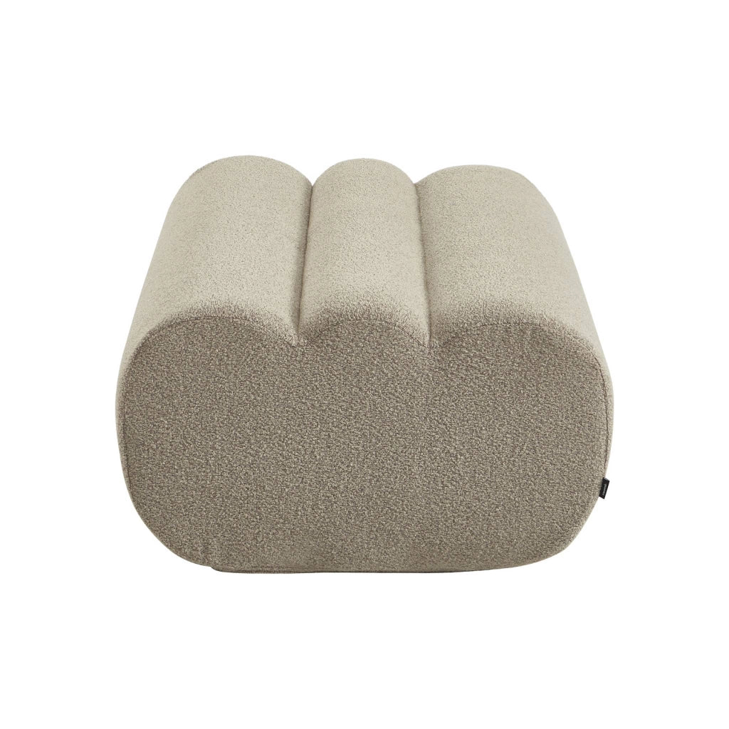 Pouf, poggiapiedi per poltrona nova in bouclé testurizzato, beige