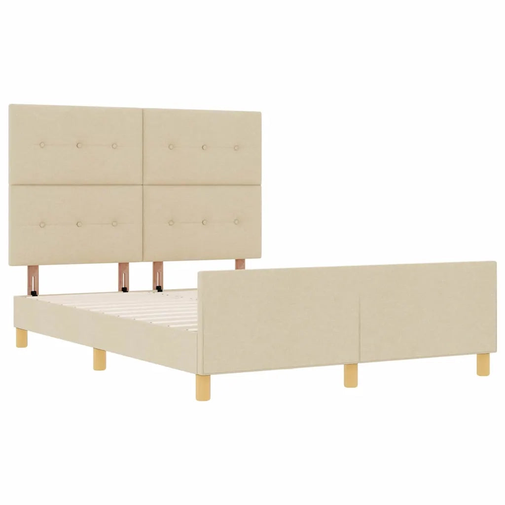Struttura del letto con testiera Crema 160 x 200 cm Tessuto