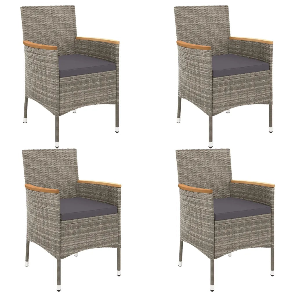 Set Bistrò da Giardino 5 pz con Cuscini in Polyrattan Grigio 3187425