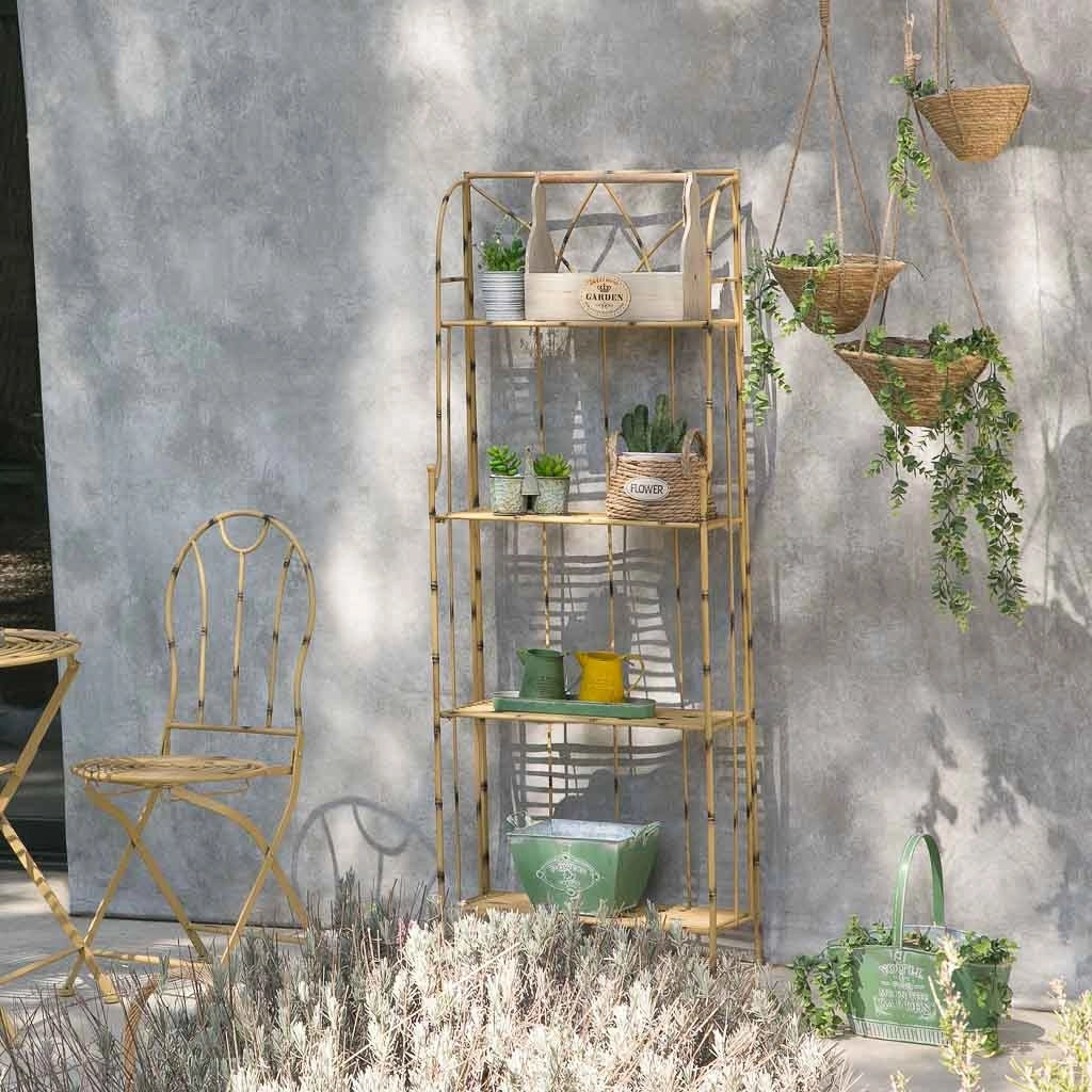 Scaffale in ferro battuto giallo 60x28x160h