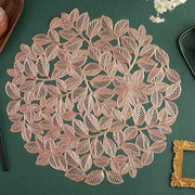 Placemats decorativi foglia fragola PVC - Tavola da pranzo completa placemats - 4 pezzi placemats antiscivolo in materiale termoresistente - Tavoli da pranzo per la cucina e il salotto per matrimoni e feste (rosa oro)