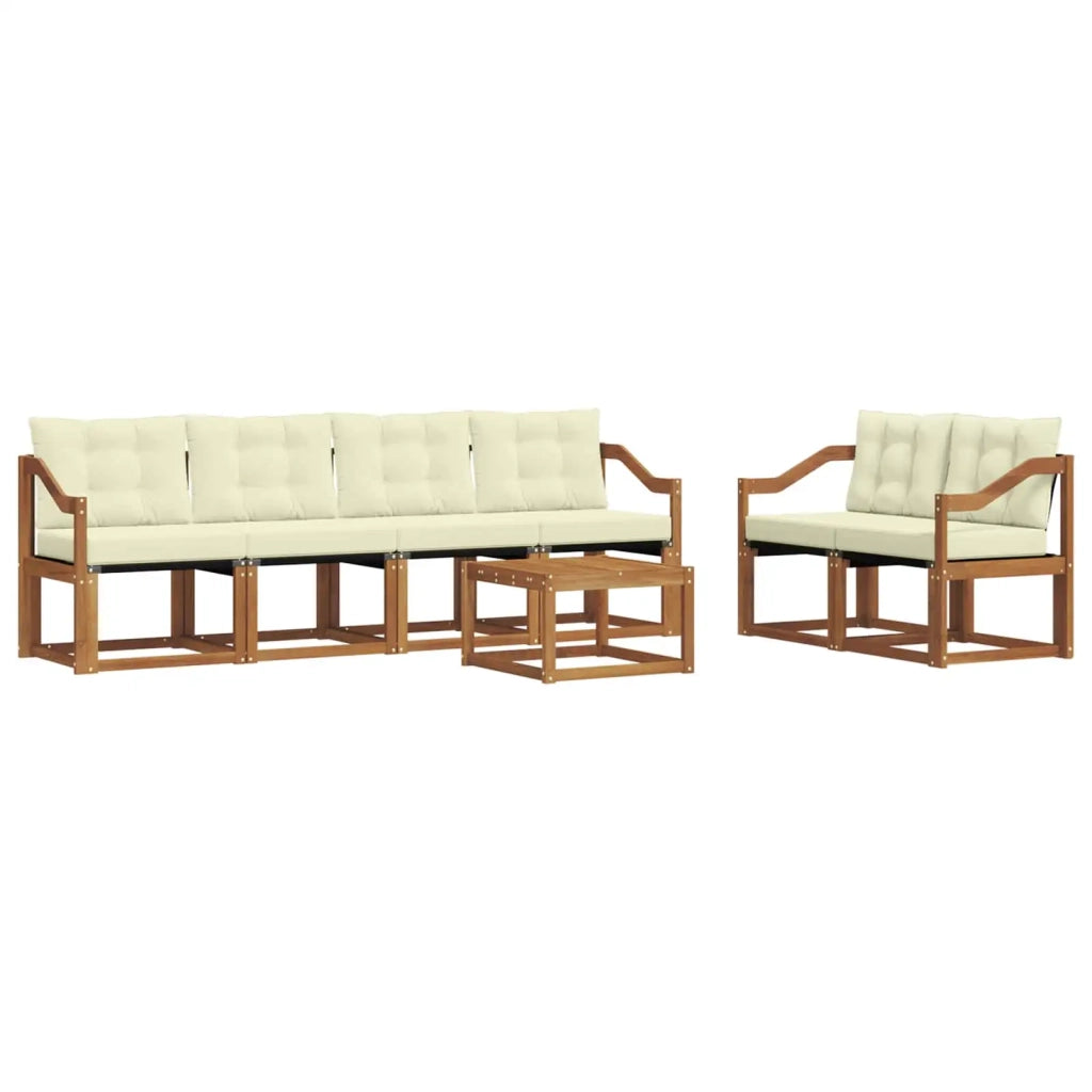 Set di divani da esterno con cuscino 7 pcs Naturale e Crema 3368433