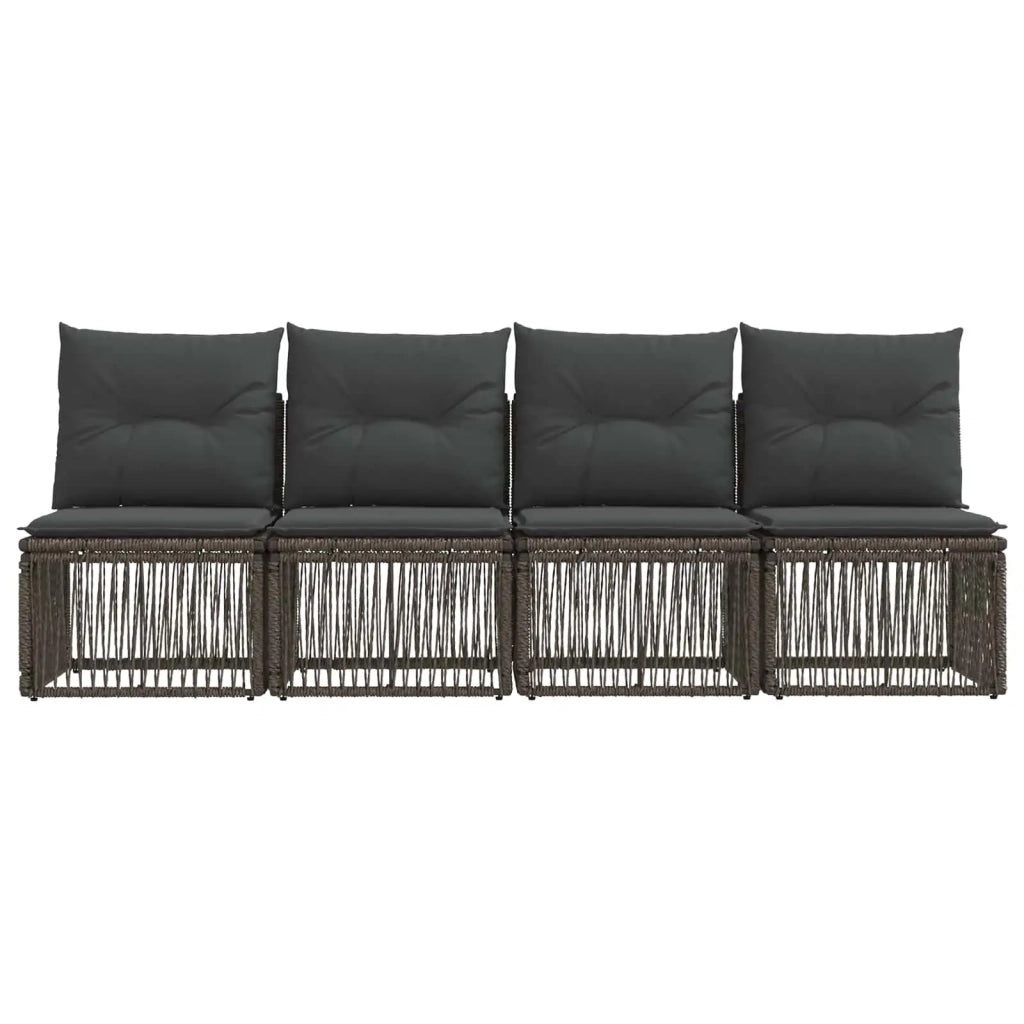 Divano a 4 posti 4 pcs 4-Numero di posti Grigio polyrattan 42026720