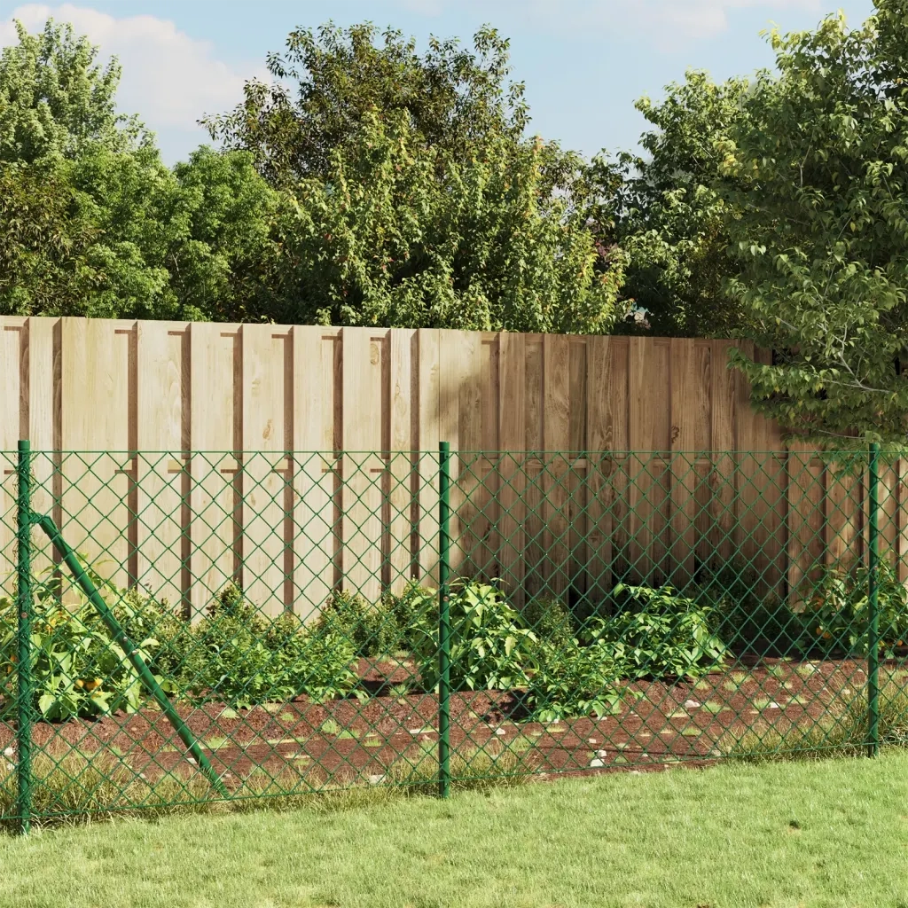 Recinzione da Giardino | Recinzione a Rete con Picchetti Ancoraggio Verde 1x25 m