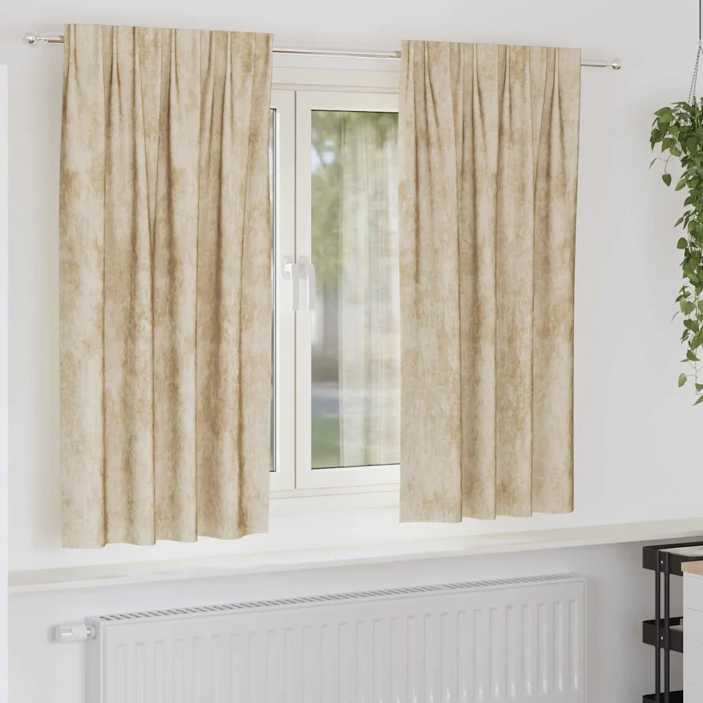 Tende in Velluto con tende 2 pcs Crema 175 x 140 cm Velluto 4107699