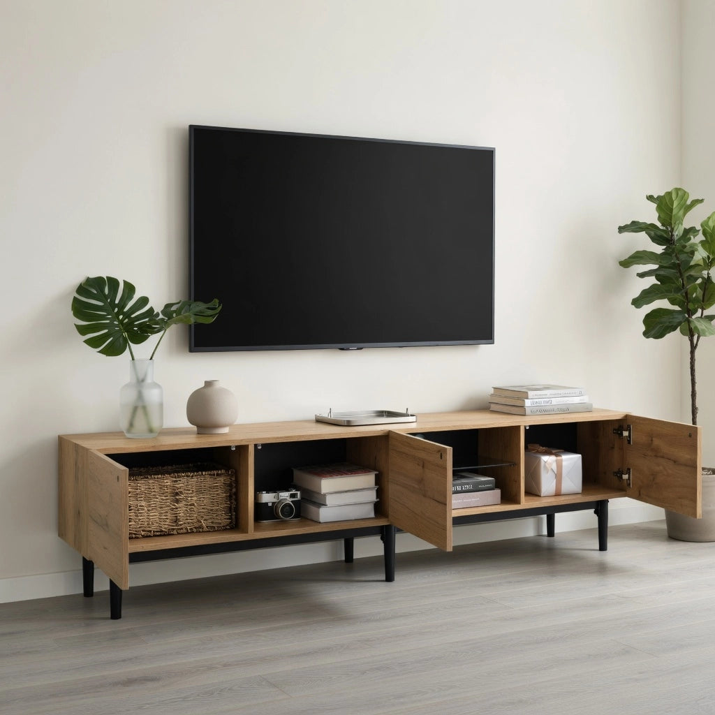 Cassettiera per TV in MDF tonalità Rovere Chiaro 175 cm
