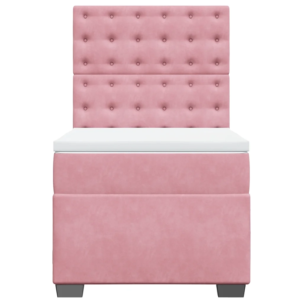 Giroletto a Molle con Materasso Rosa 90x190 cm in Velluto 3293103