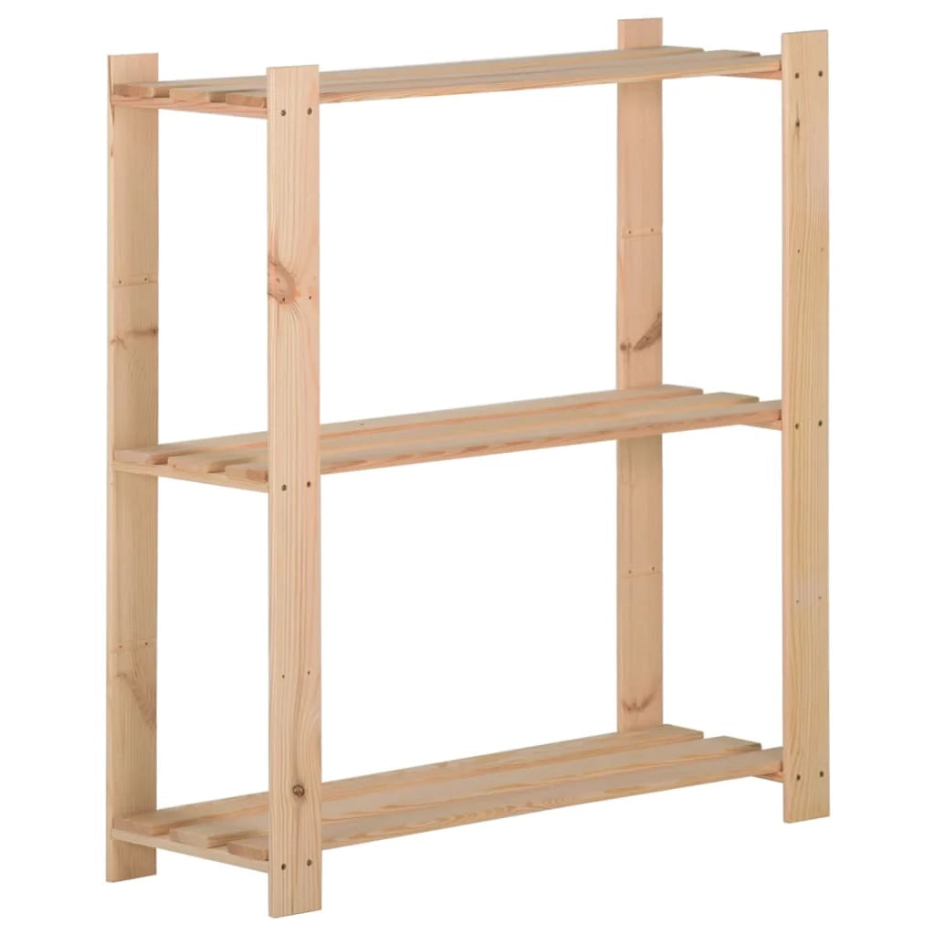 Scaffale portaoggetti a 3 ripiani 80 x 28,5 x 90 cm legno di pino massello 02_0000656