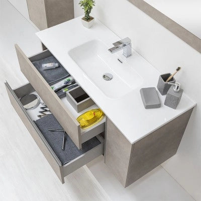 Mobile Sospeso Bagno Effetto Pietra Beige da 110 cm