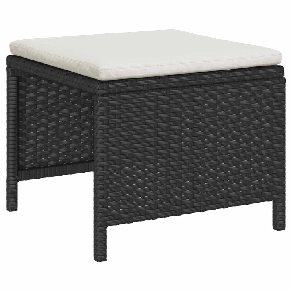 Set Divano da Giardino 6 pcs Nero e Crema polyrattan 4104699