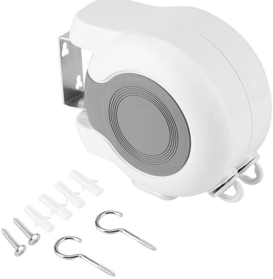 Sistema di asciugatura automatico retrattile a rulli - Asciugacapelli a parete - Cavo PVC - 2x12,8 m - Duraturo - Fili regolabili - Asciugacapelli