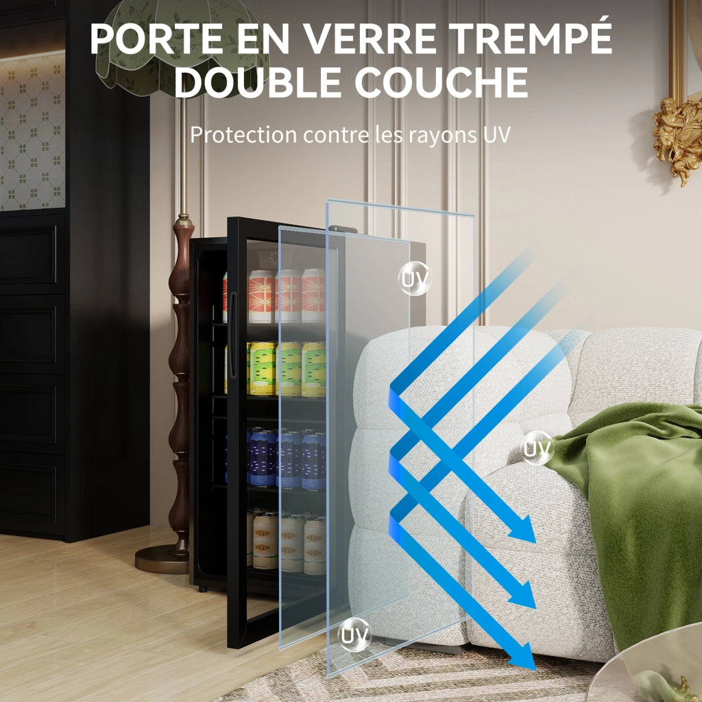 Frigorifero per Bevande 93L ¨C Xylo ¨C 115 Lattine, Porta in Vetro, Ripiani Regolabili, LED, Nero
