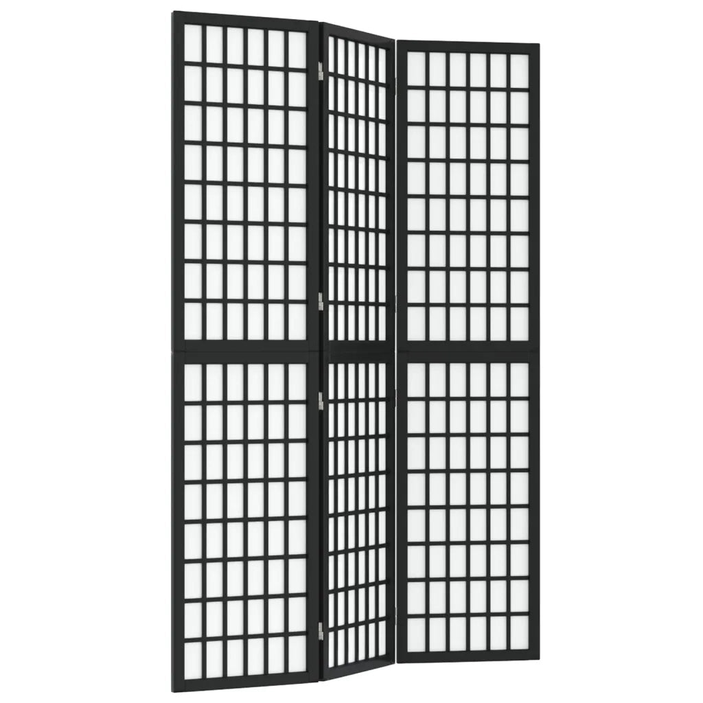 Divisorio Pieghevole 3 Pannelli Stile Giapponese 120x170cm Nero 352079