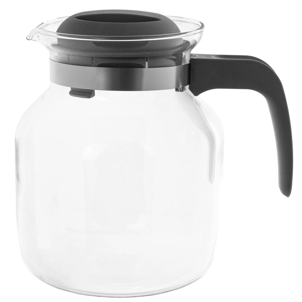 KADAX Brocca in vetro per tè e caffè da 1,5 l, resistente al calore, con coperchio, colore grigio.