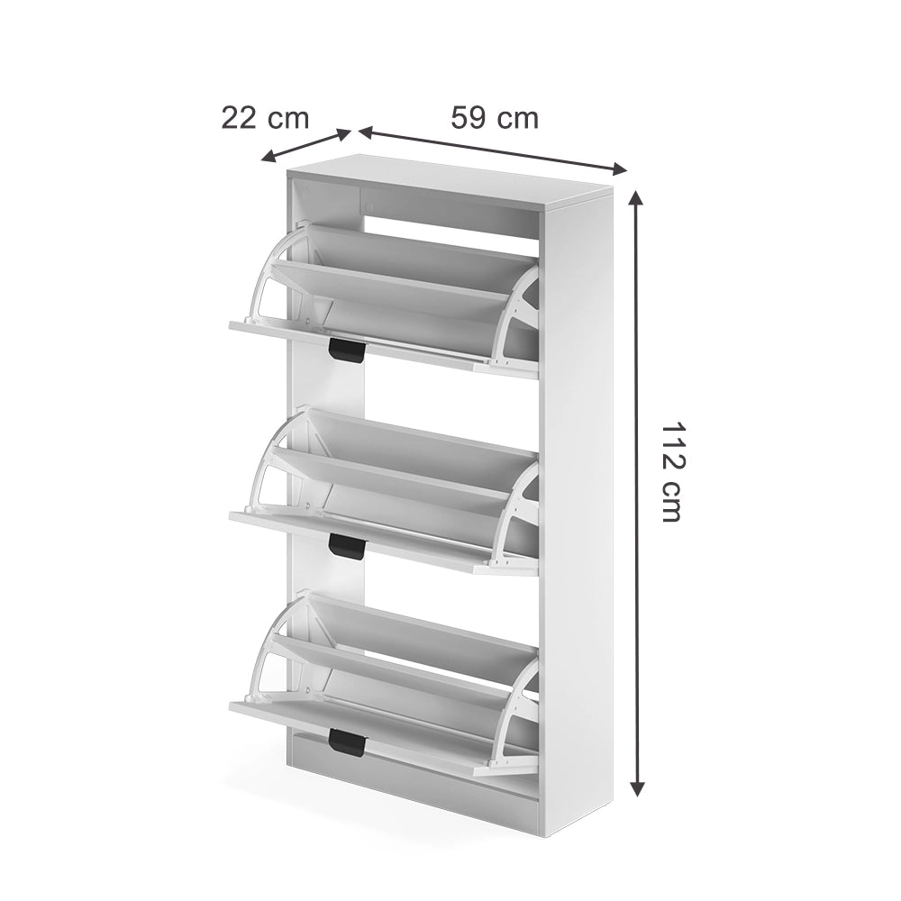Scarpiera da ingresso Gizmo Bianco/Nero 59 x 112 cm con 3 scomparti Vicco