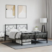 Giroletto con Testiera e Pediera-Struttura Letto Metallo Nero 135x190 cm 537310