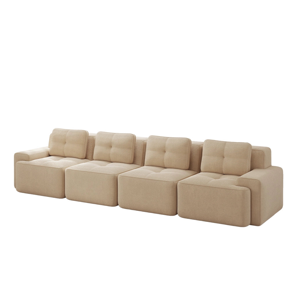 Divano Modulare 4 Posti in Velluto a Coste ¨C MINIMAL ¨C Beige, Morbido, Tiefsitz