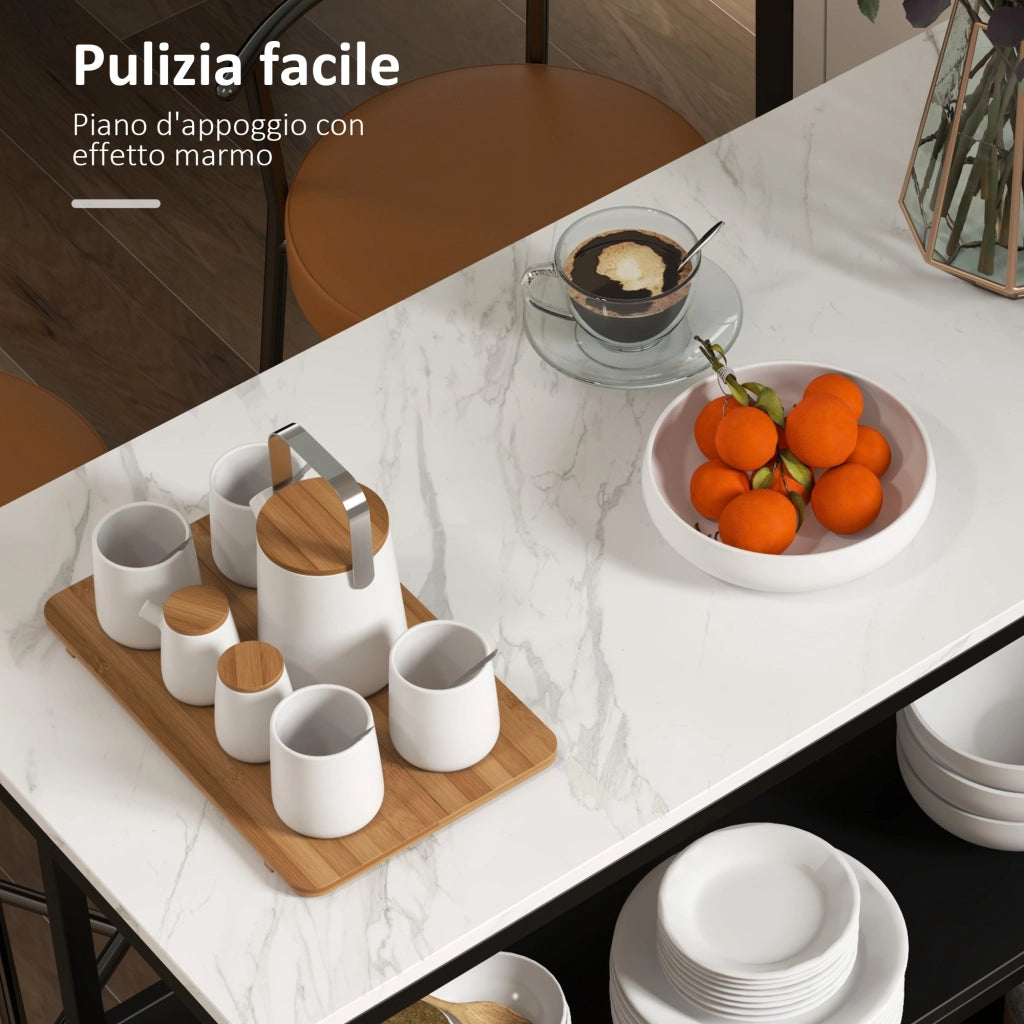 Isola da Cucina con Mensole ¨C Minimal ¨C Nero e Bianco, Metallo, 100x50x90cm