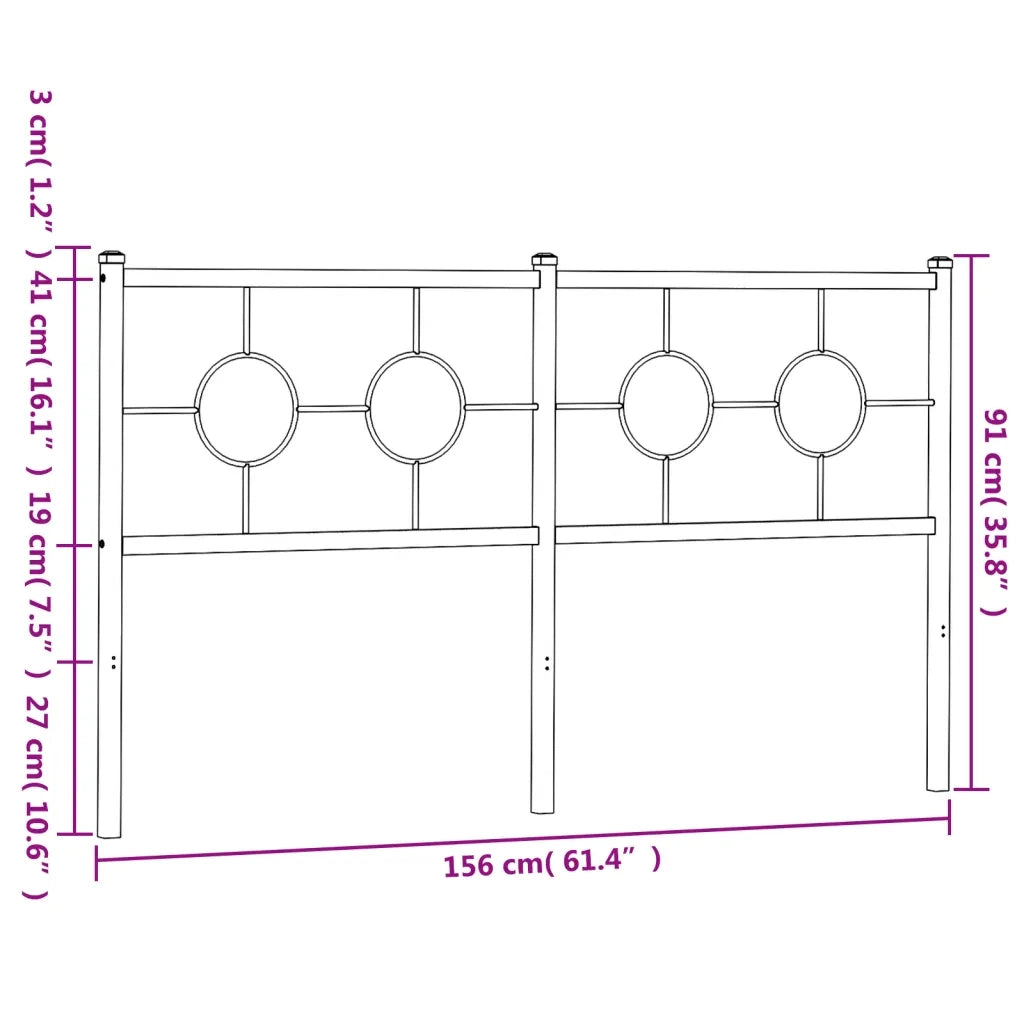 Testiera in Metallo Nero 150 cm