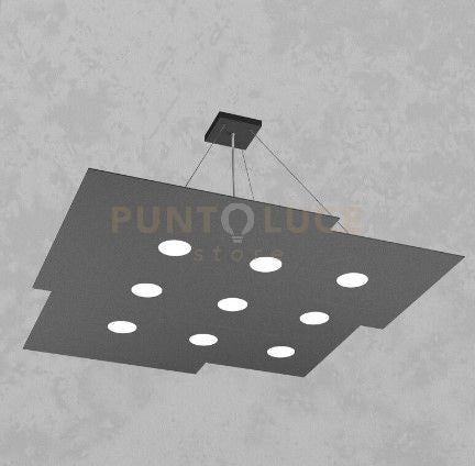 PLATE SOSPENSIONE 9+4 LUCI BIEMISSIONE GRIGIO ANTRACITE 1129-S9+4-GA