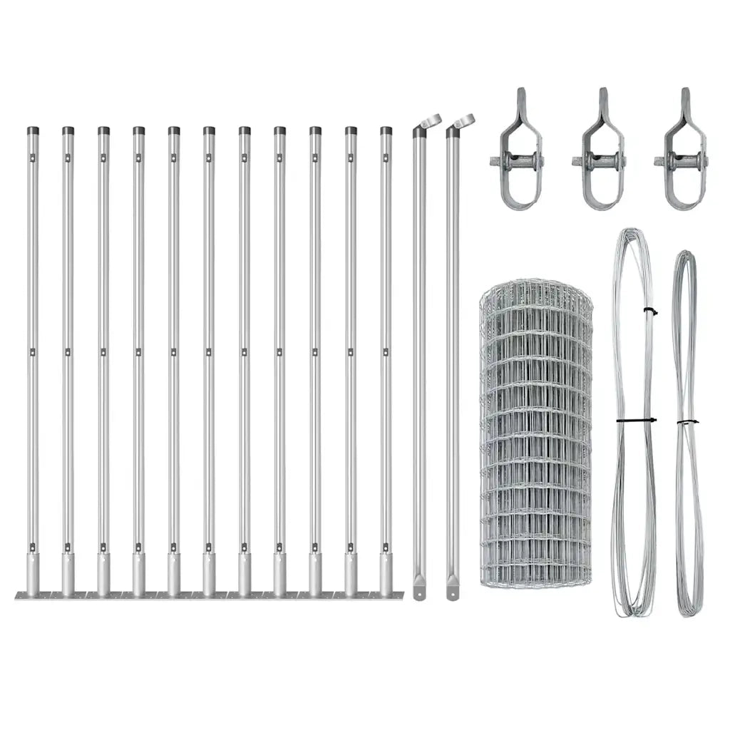 Recinzione da Giardino | Recinzione con Posto Argento 0,4 x 25 m Acciaio