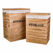 Set di 2 cesti per la biancheria in legno 40x30x54-34x26x47
