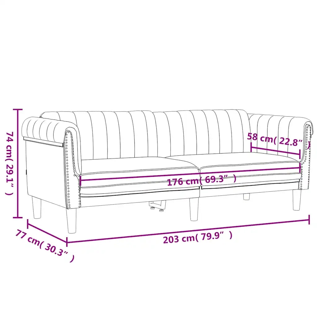 Divano a 3 Posti-Sofa 3 Posti Crema in Velluto