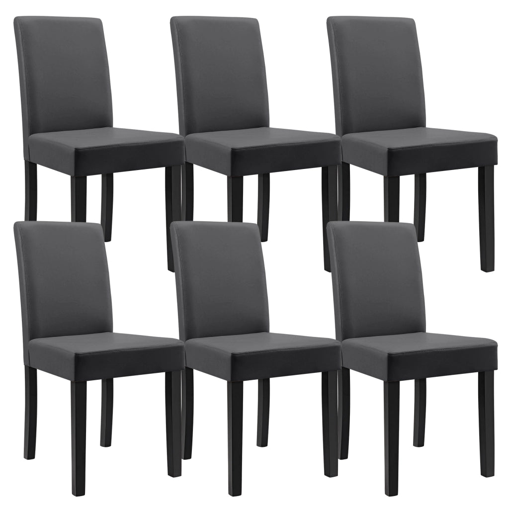 Set Pranzo con Tavolo 140x90 cm e 6 Sedie in Similpelle - Bianco / Grigio scuro [en.casa]