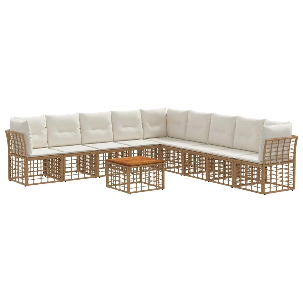 Set di divani da esterno 10 pcs Naturale e Bianco Crema 3437490
