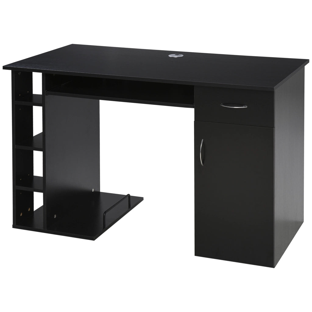 Scrivania Computer con Ripiano e Cassetto - Zephmum - MDF Nero 120x60x74 cm