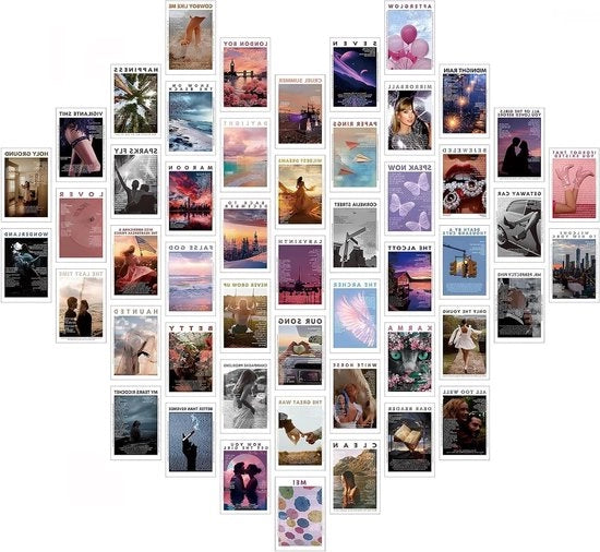 Poster di copertina album 50 pezzi set di poster musicali collage per foto estetica - decorazione camera stanza (102 x 152 cm)