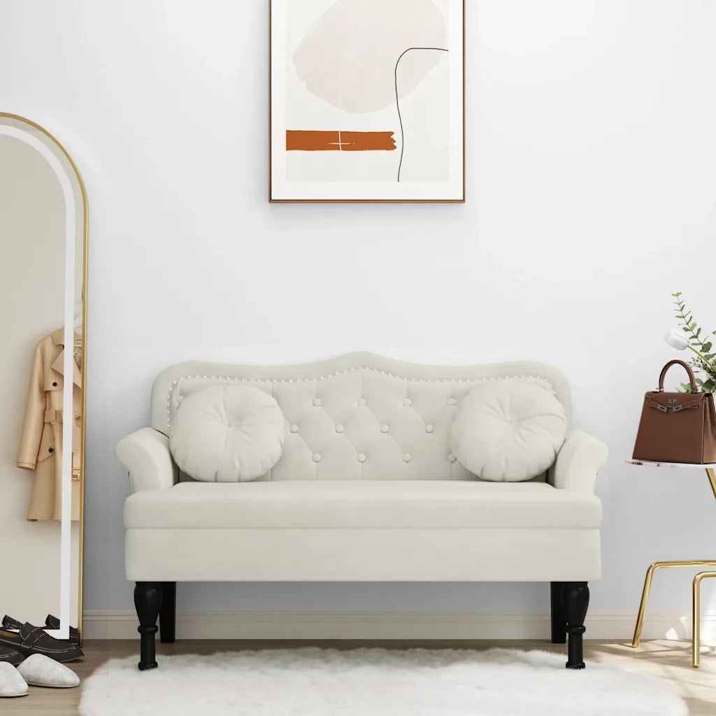 Panca con Cuscini Crema 120,5x65x75 cm in Velluto CFW6689321