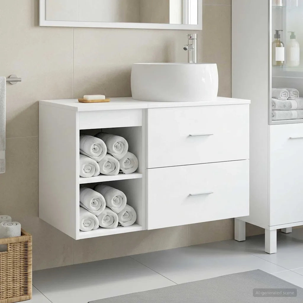 Set di mobili per il bagno 2 pcs Bianco Legno ingegnerizzato 3403920