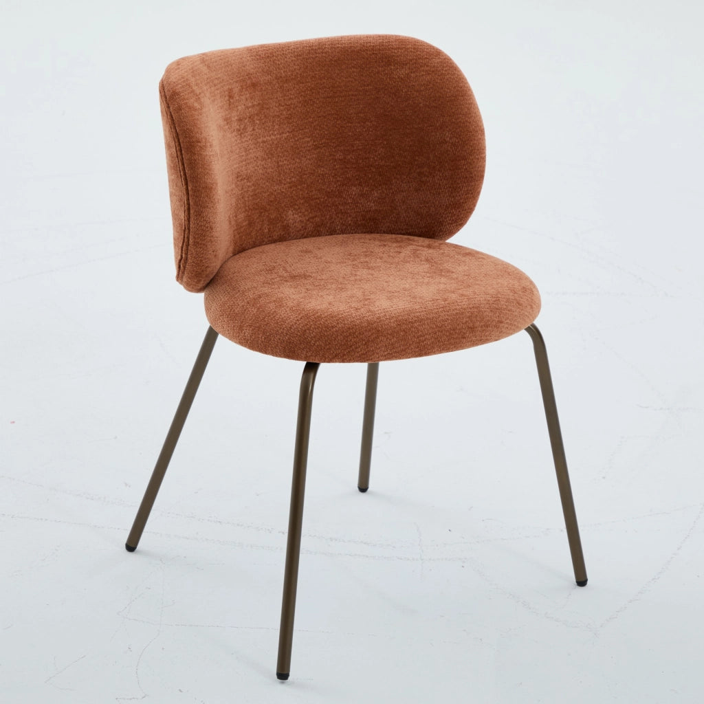 Sedie da Pranzo in Velluto con Gambe in Metallo ¨C MINIMAL ¨C Arancione, Set 2 Pezzi