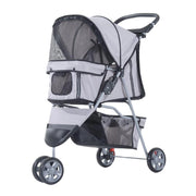PASSEGGINO PER CANI CARRELLO PER ANIMALI DOMESTICI, GRIGIO, 75 X 45 X 97CM