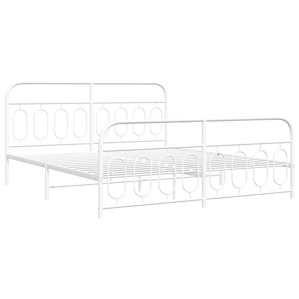 Giroletto con Testiera e Pediera-Struttura Letto Metallo Bianco 193x203 cm 927873