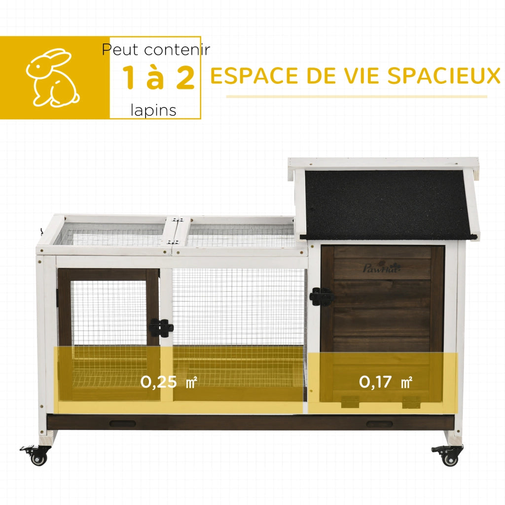 Gabbia per conigli con ruote 2 porte ¨C Xylo ¨C legno 108x58x73,5cm