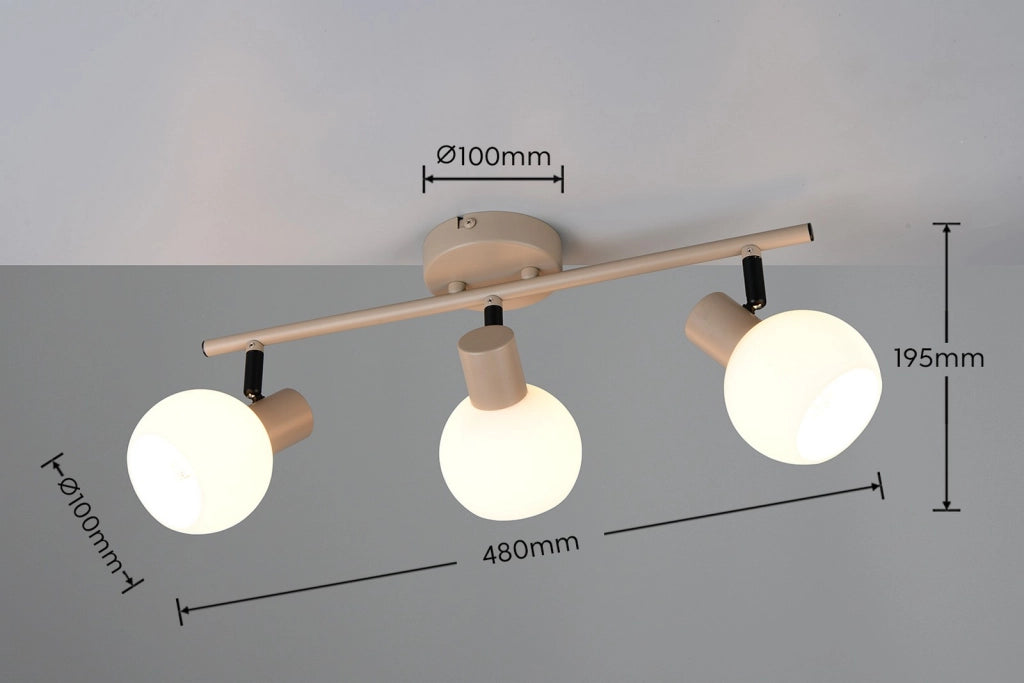 Plafoniera da soffitto 3 luci beige metallo BOBA RL