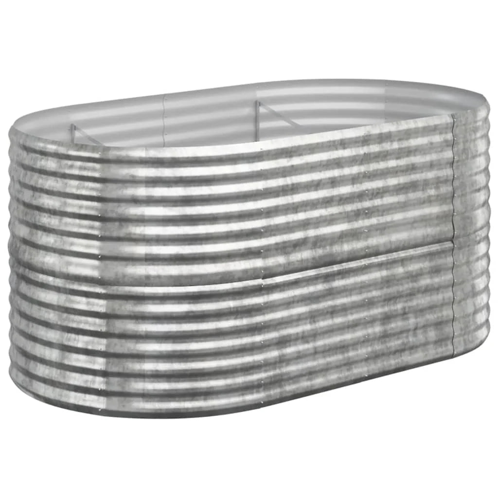 Fioriera aiuola rialzata vassoio piante fiori terrazza giardino giardino argento acciaio verniciato a polvere Argento 02_0039689
