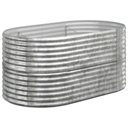 Fioriera aiuola rialzata vassoio piante fiori terrazza giardino giardino argento acciaio verniciato a polvere Argento 02_0039689