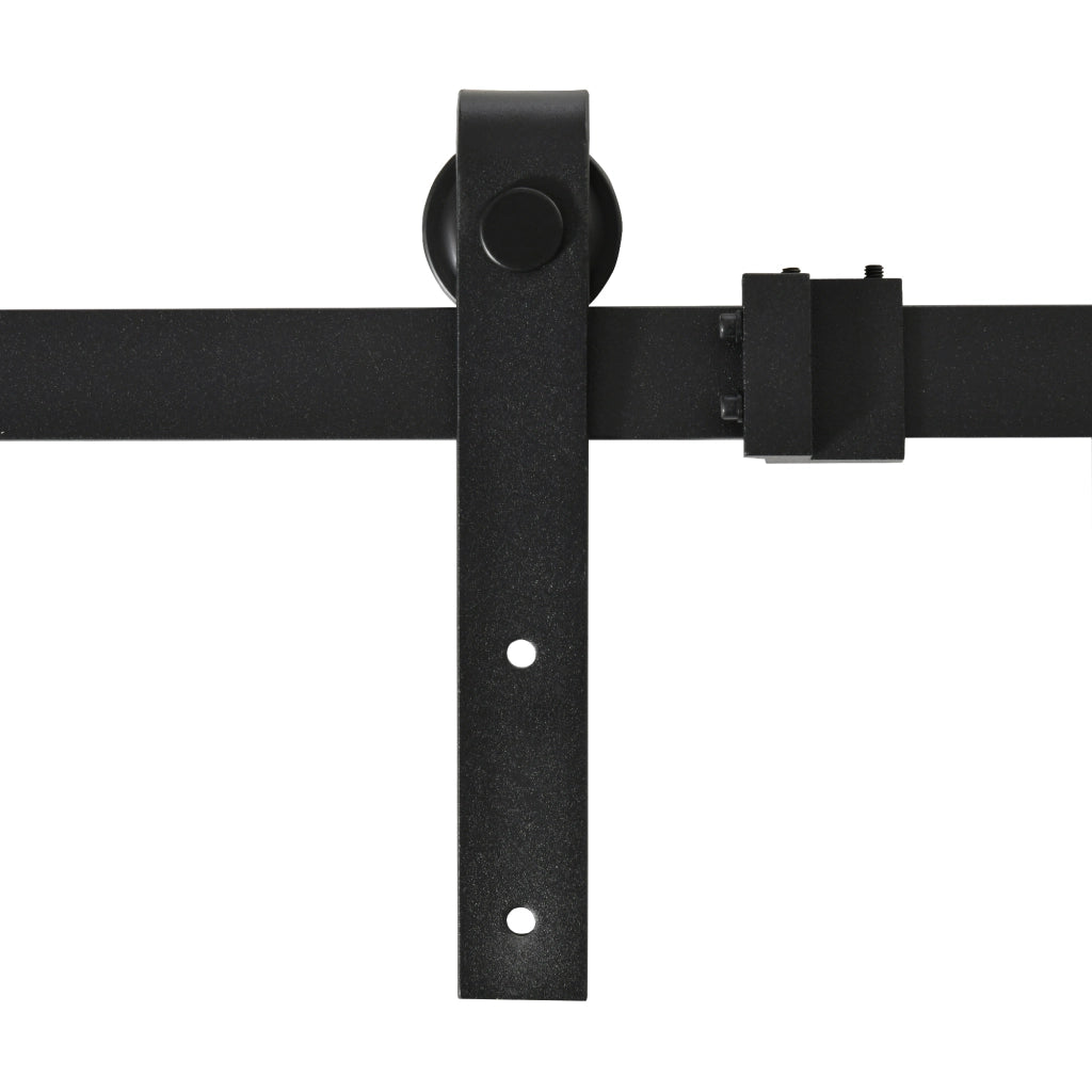 Sistema per porte scorrevoli singole, binario con accessori, acciaio al carbonio, nero, 183x0,6x18 cm