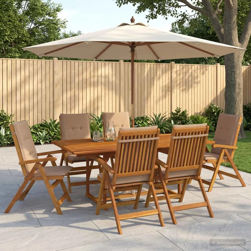 Set da pranzo da giardino 7 pezzi Naturale 3434526