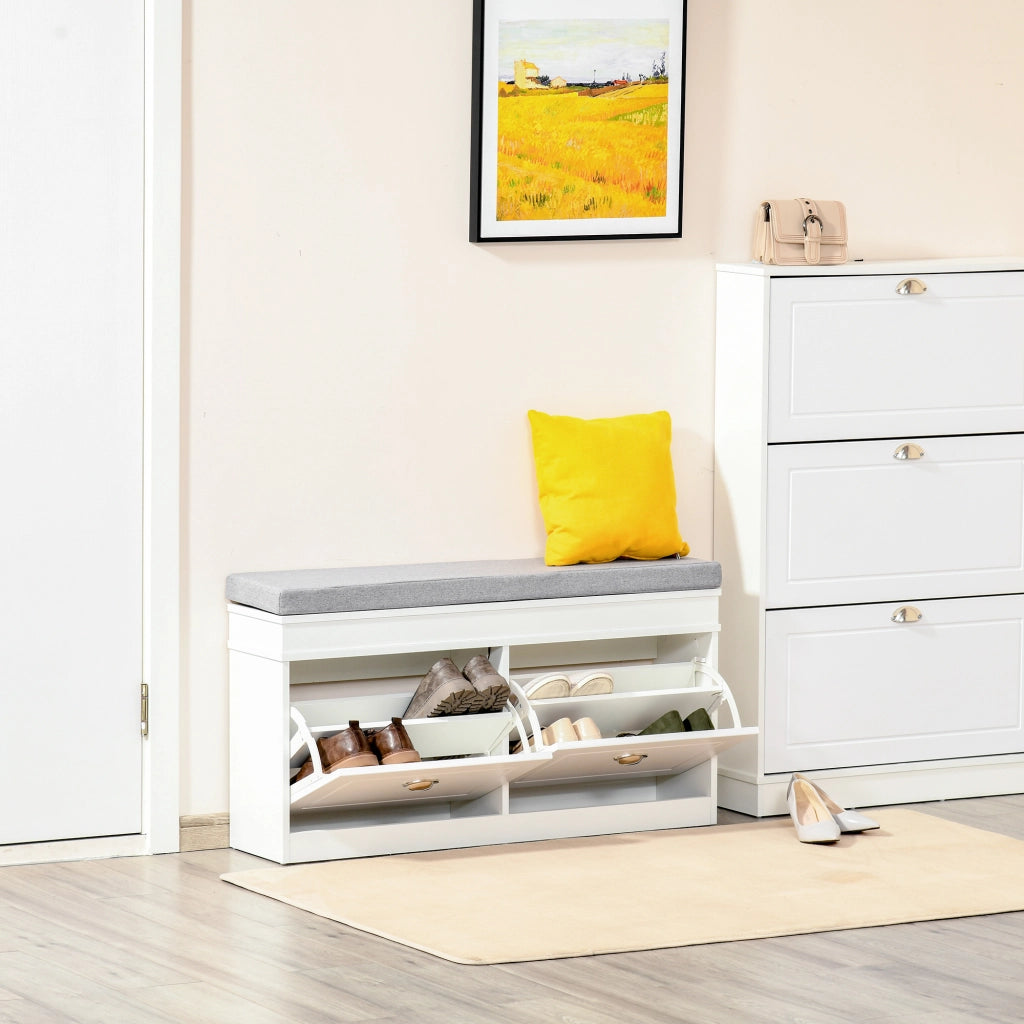 Cassa per scarpe con cassetti e ripiani regolabili ¨C zephmum ¨C 104x24x55 cm bianco