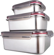 Contenitori di conservazione alimentare in acciaio inossidabile / Scatola Lynx con coperchio ermetico Set da 3 / contenitore per preparazione pasti Contenitore alimentare per cucina