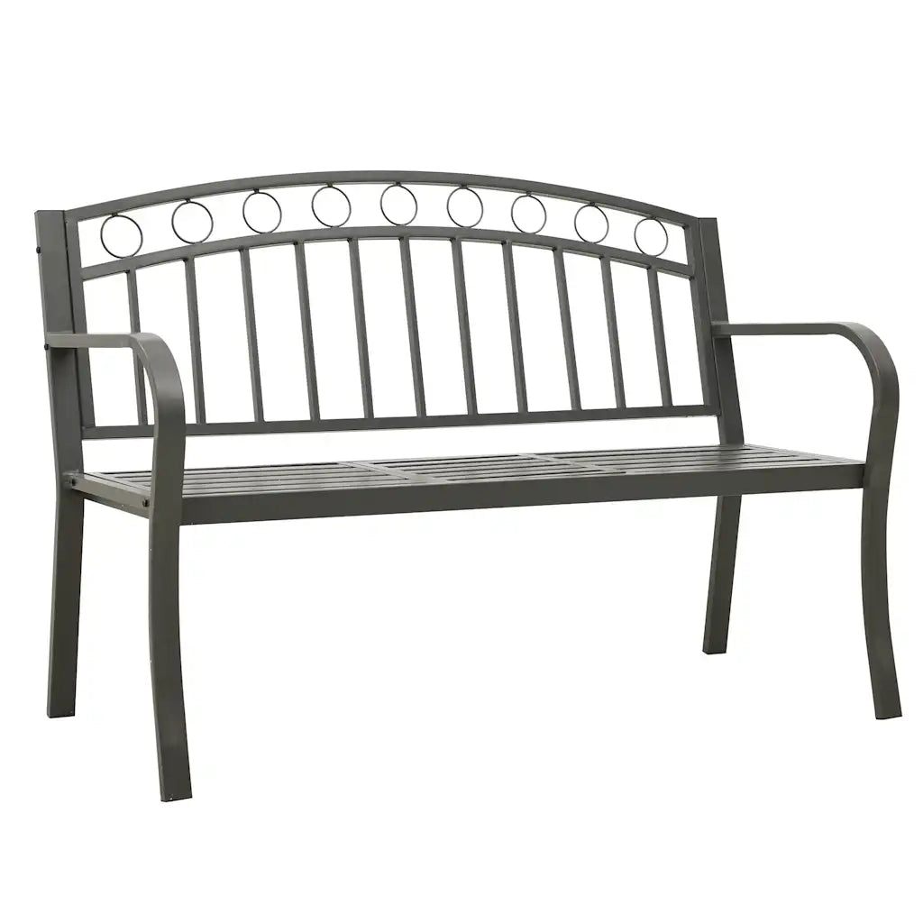 Panca da Giardino con Tavolino Grigio 120 cm Acciaio