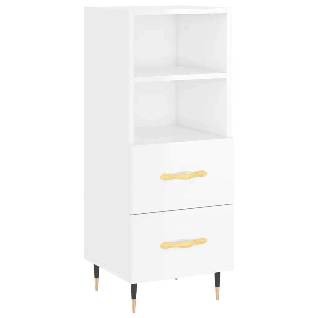 Credenza-Buffet-Armadio da cucina Bianco Lucido 34,5x34x90 cm in Legno Multistrato 630356