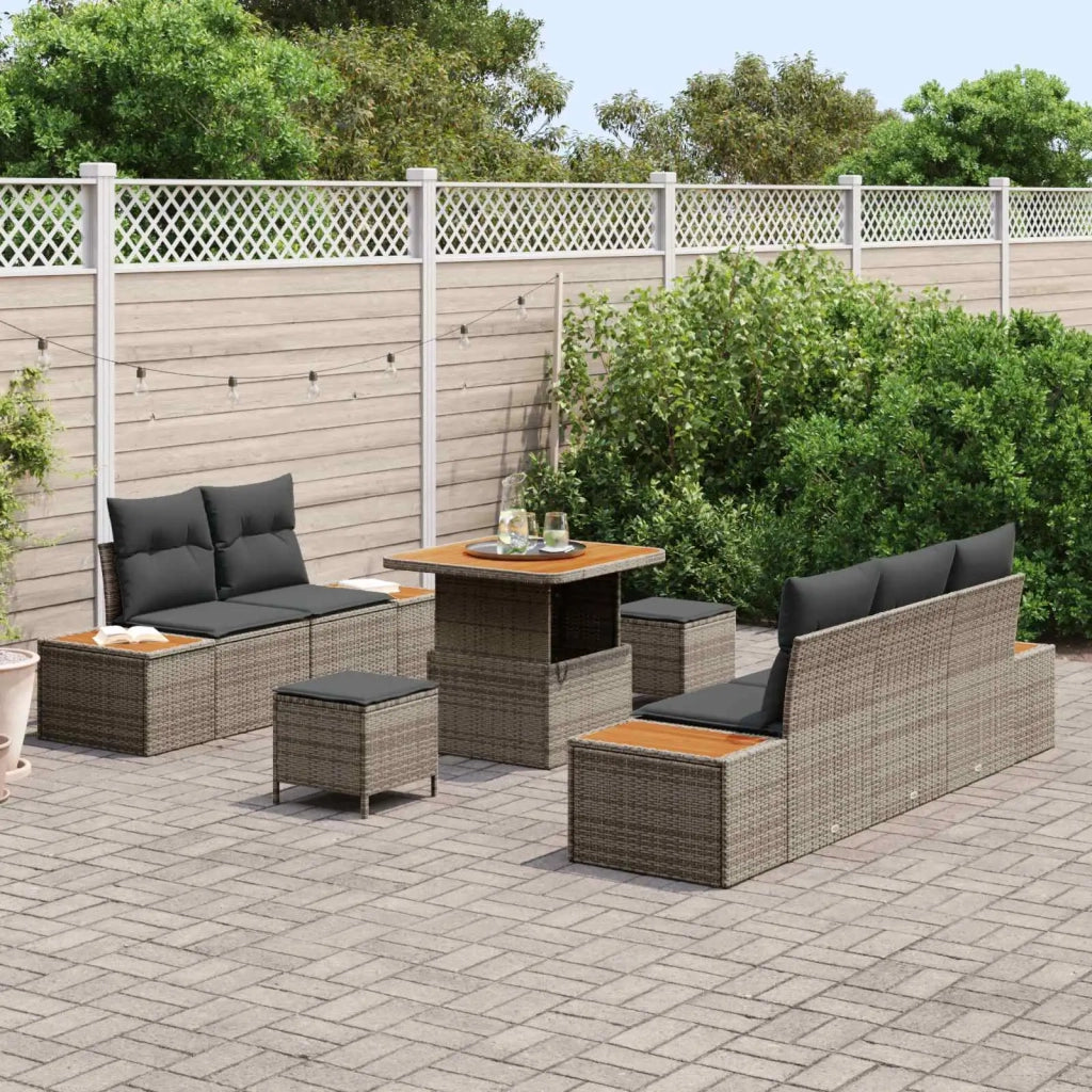 Set Divano da Giardino con cuscino 8 pcs Grigio