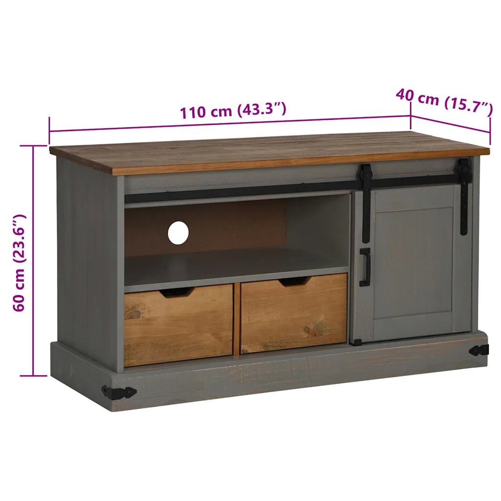 Mobile Porta TV HALDEN con Anta Scorrevole Grigio 110x40x60 cm